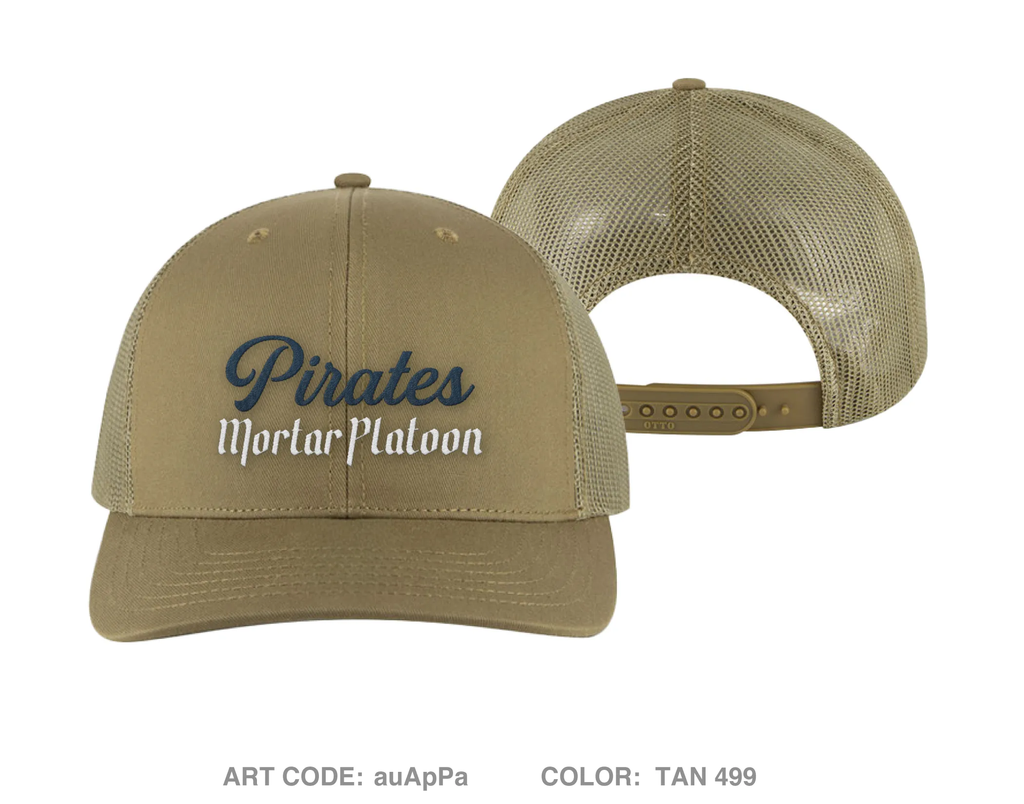 Pirate Mortar Platoon, 1-157 IN Embroidered Snapback Trucker Cap - auApPa