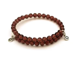 Plum Crystal, Cufflet Antique Silver Color Finish