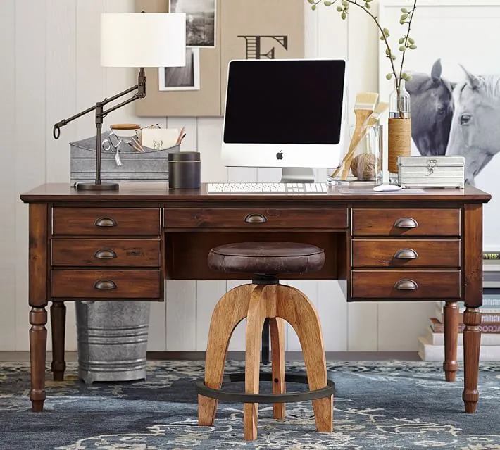 Printers Keyhole Desk with Drawers