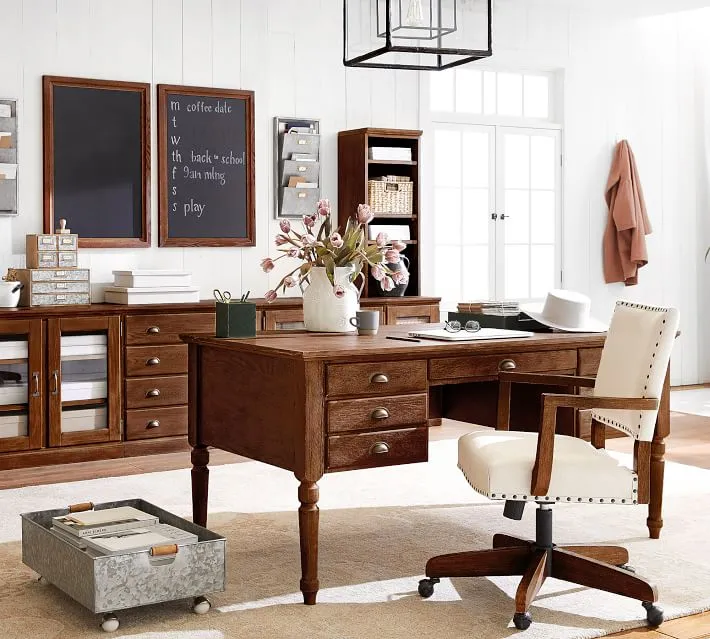 Printers Keyhole Desk with Drawers