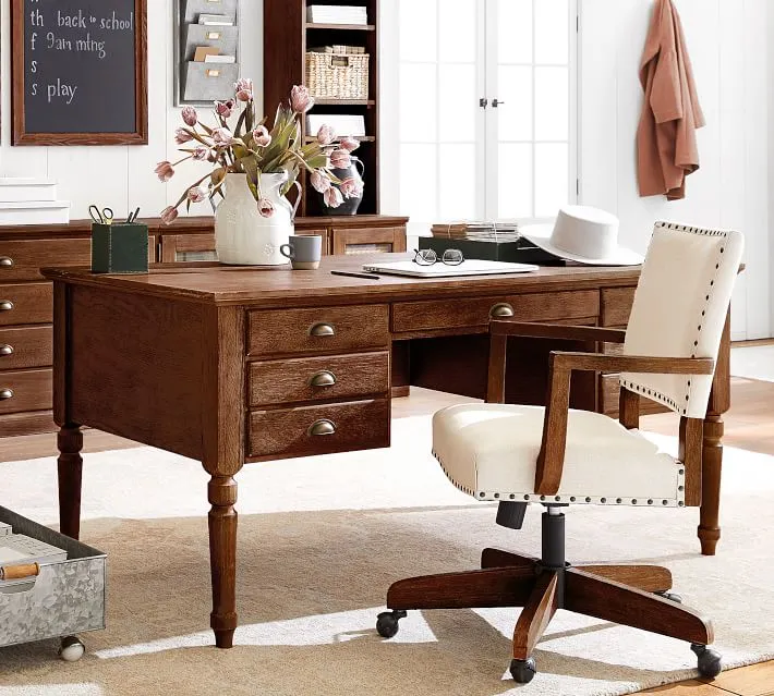 Printers Keyhole Desk with Drawers
