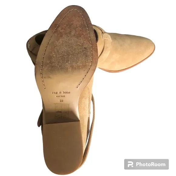 Rag &amp; Bone Neutrals Suede Leather Ankle Boots Booties Women’s Size 38