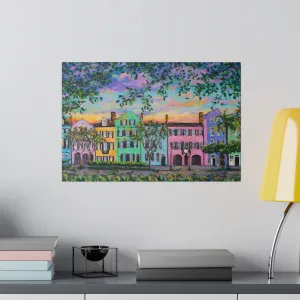 Rainbow Row, Rainbow Sky - Print on Canvas