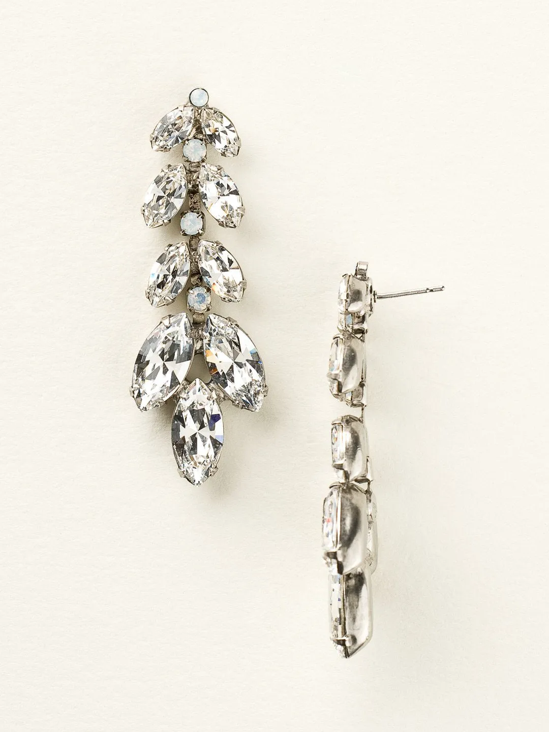Repeating Navette Crystal Drop Earring White Bridal