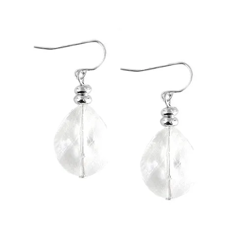RHODIUM CRYSTAL OVAL SHAPE CLEAR BEAD SILVER EARRINGS  #SE31903_RHOD-CRY (BC12)