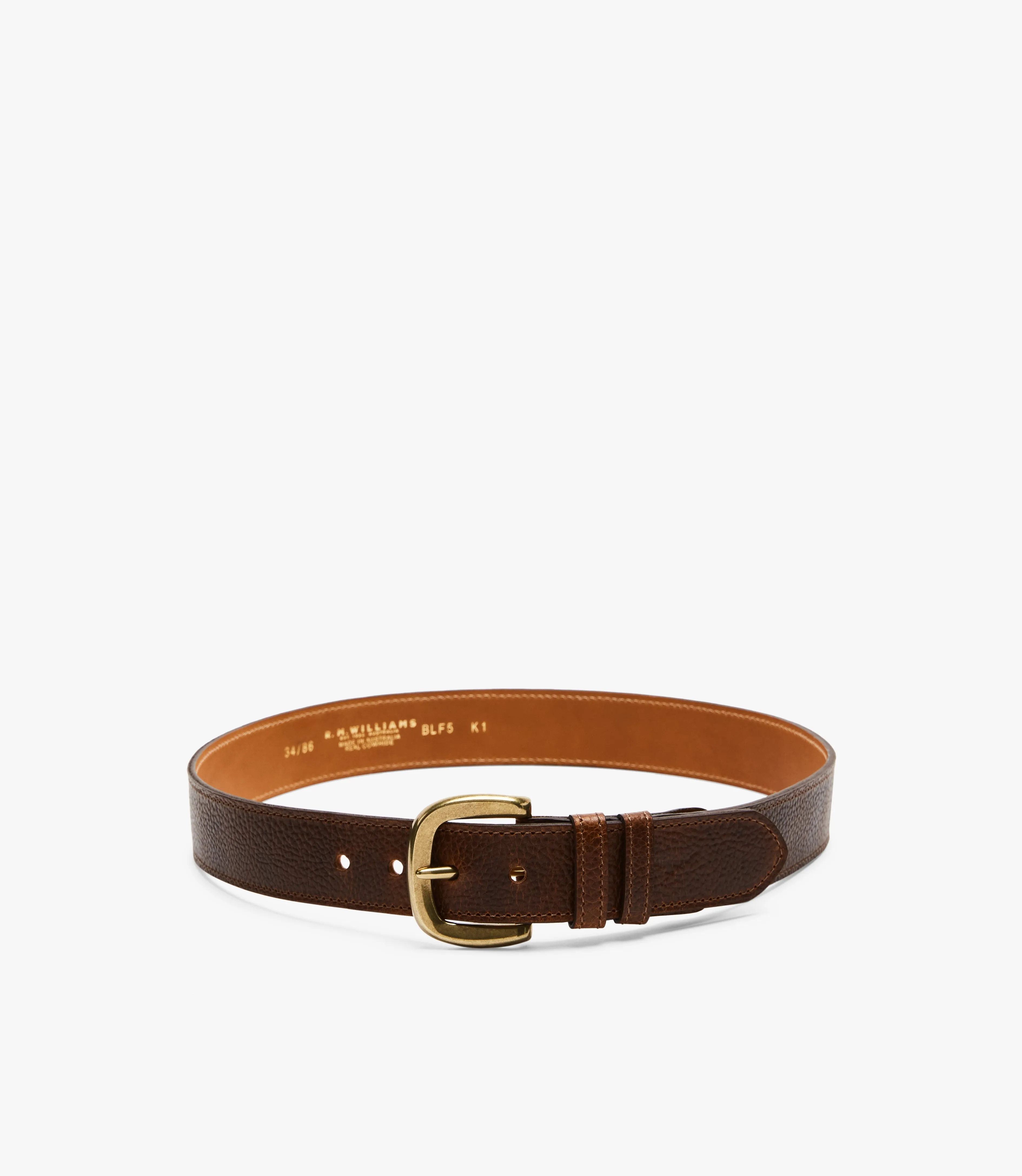 R.M.Williams - Risden Belt -  Antique Brass Hardware - Tan