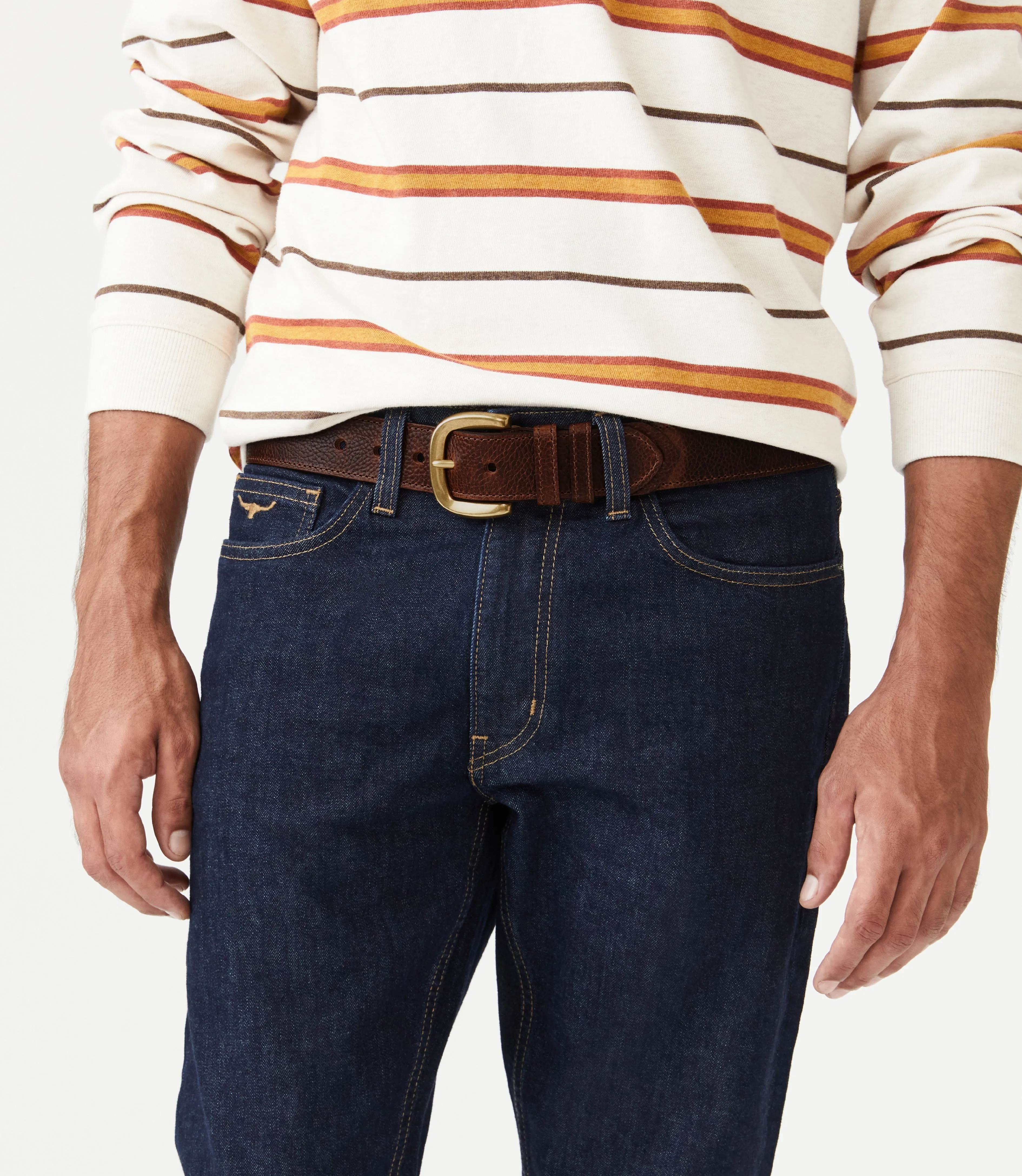 R.M.Williams - Risden Belt -  Antique Brass Hardware - Tan