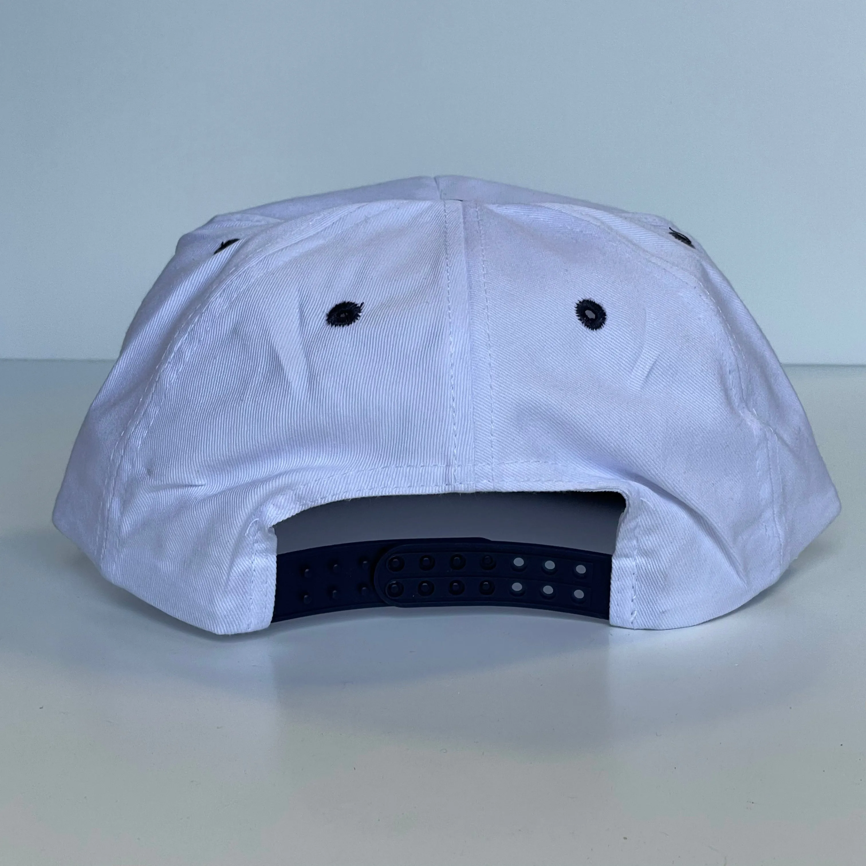 RUN THE DANG BALL Silver and Navy Blue on a Vintage Rope Navy Brim Snapback Cap Hat Custom Embroidered
