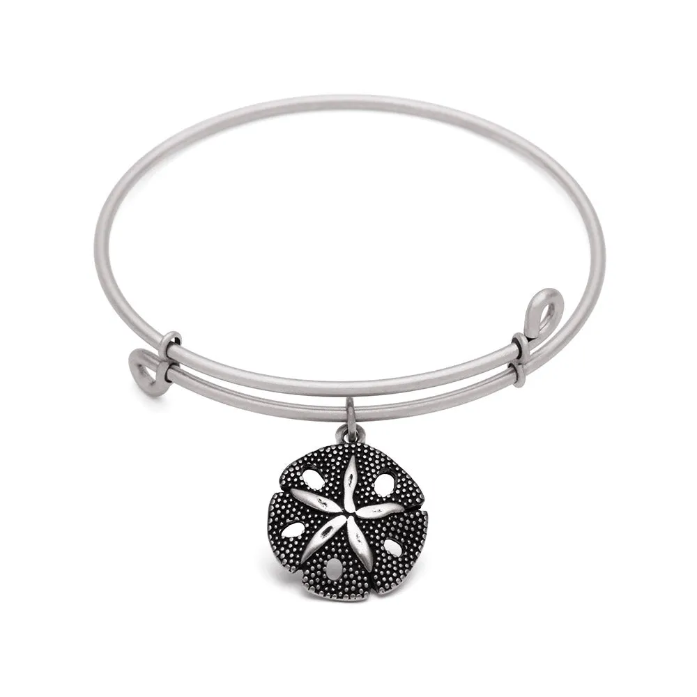 Sand Dollar, Bangle Antique Silver Color Finish