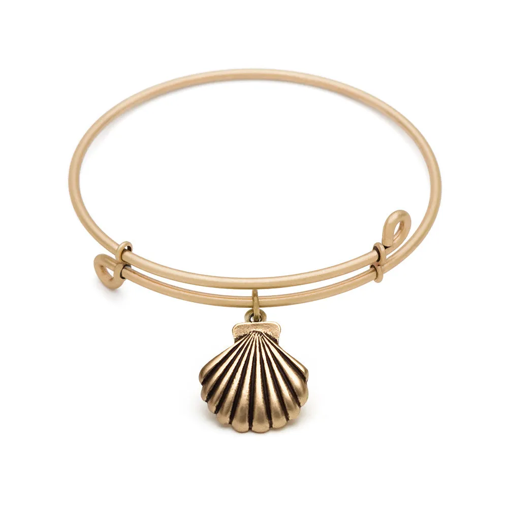 Seashell, Bangle Antique Gold Color Finish