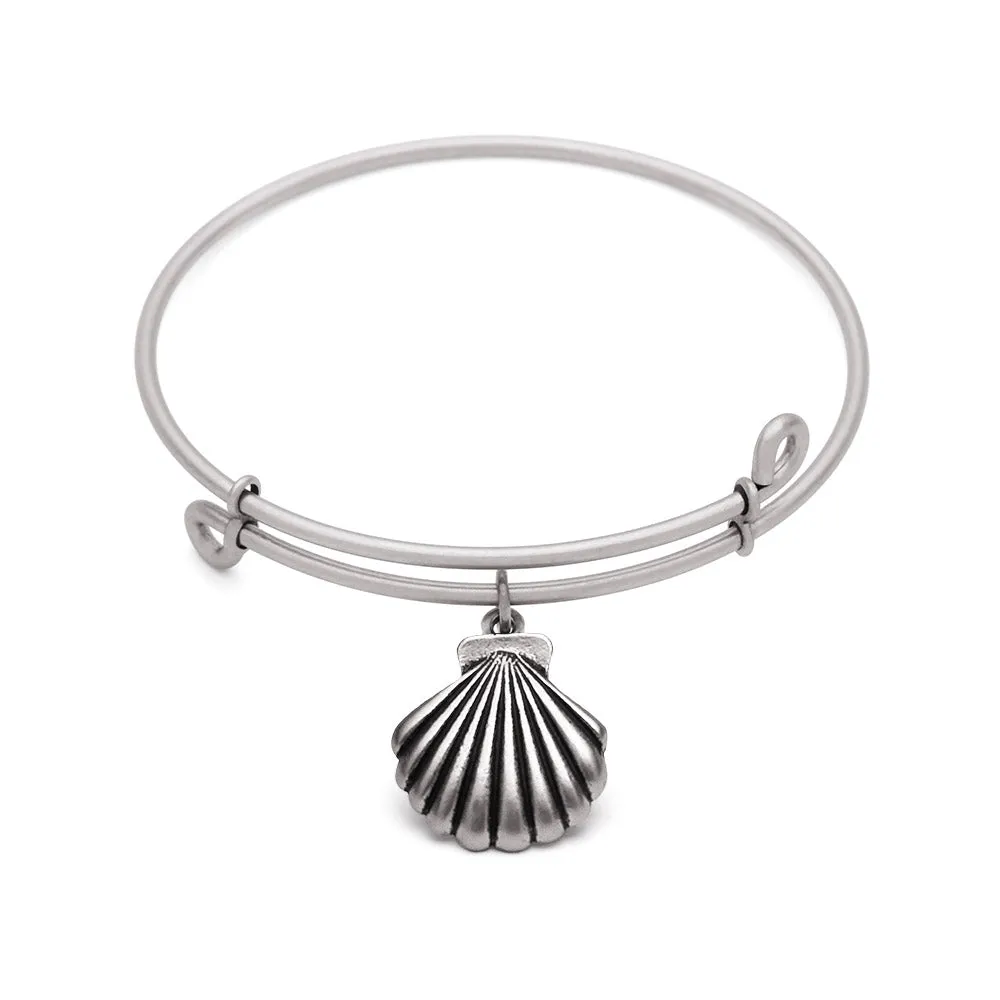 Seashell, Bangle Antique Silver Color Finish