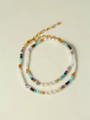 Secret Garden Colored Stone Beaded Necklace-Multi Stone