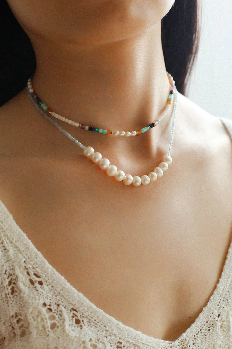 Secret Garden Colored Stone Beaded Necklace-Multi Stone