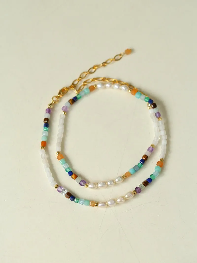 Secret Garden Colored Stone Beaded Necklace-Multi Stone