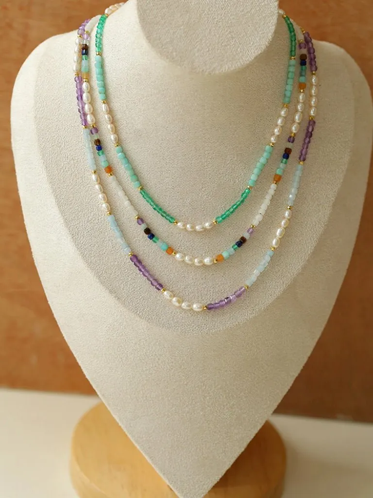 Secret Garden Colored Stone Beaded Necklace-Multi Stone