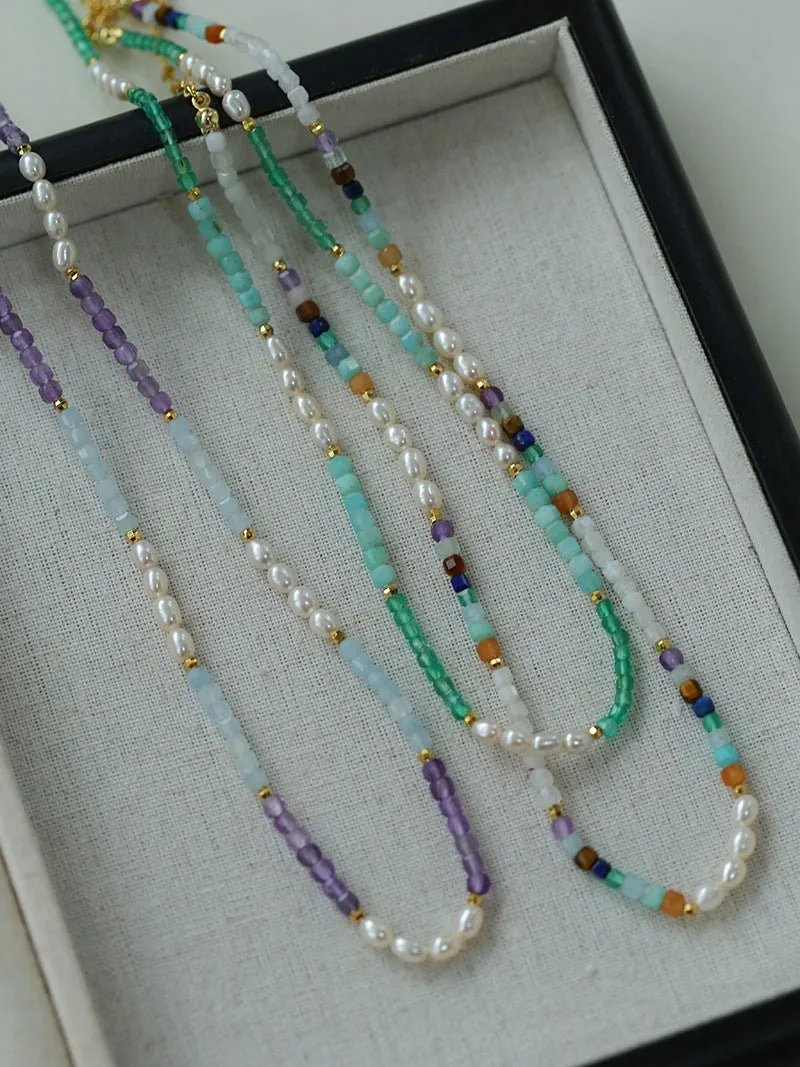 Secret Garden Colored Stone Beaded Necklace-Multi Stone