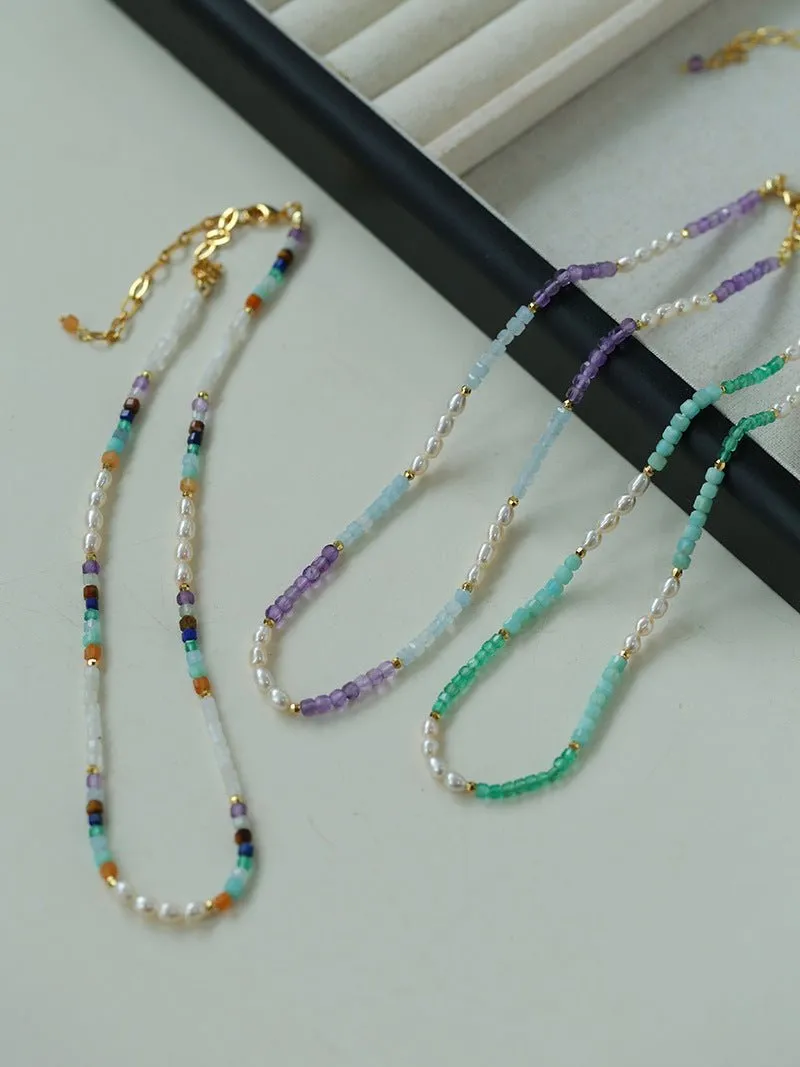 Secret Garden Colored Stone Beaded Necklace-Multi Stone