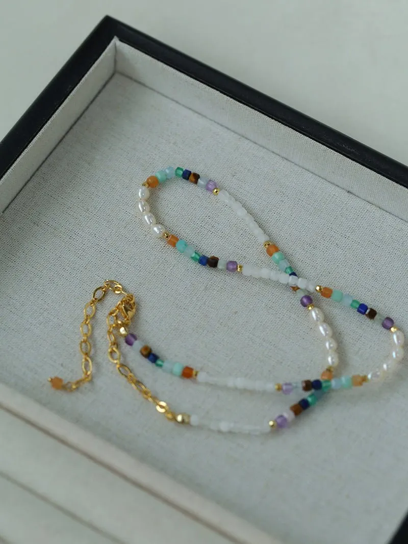 Secret Garden Colored Stone Beaded Necklace-Multi Stone