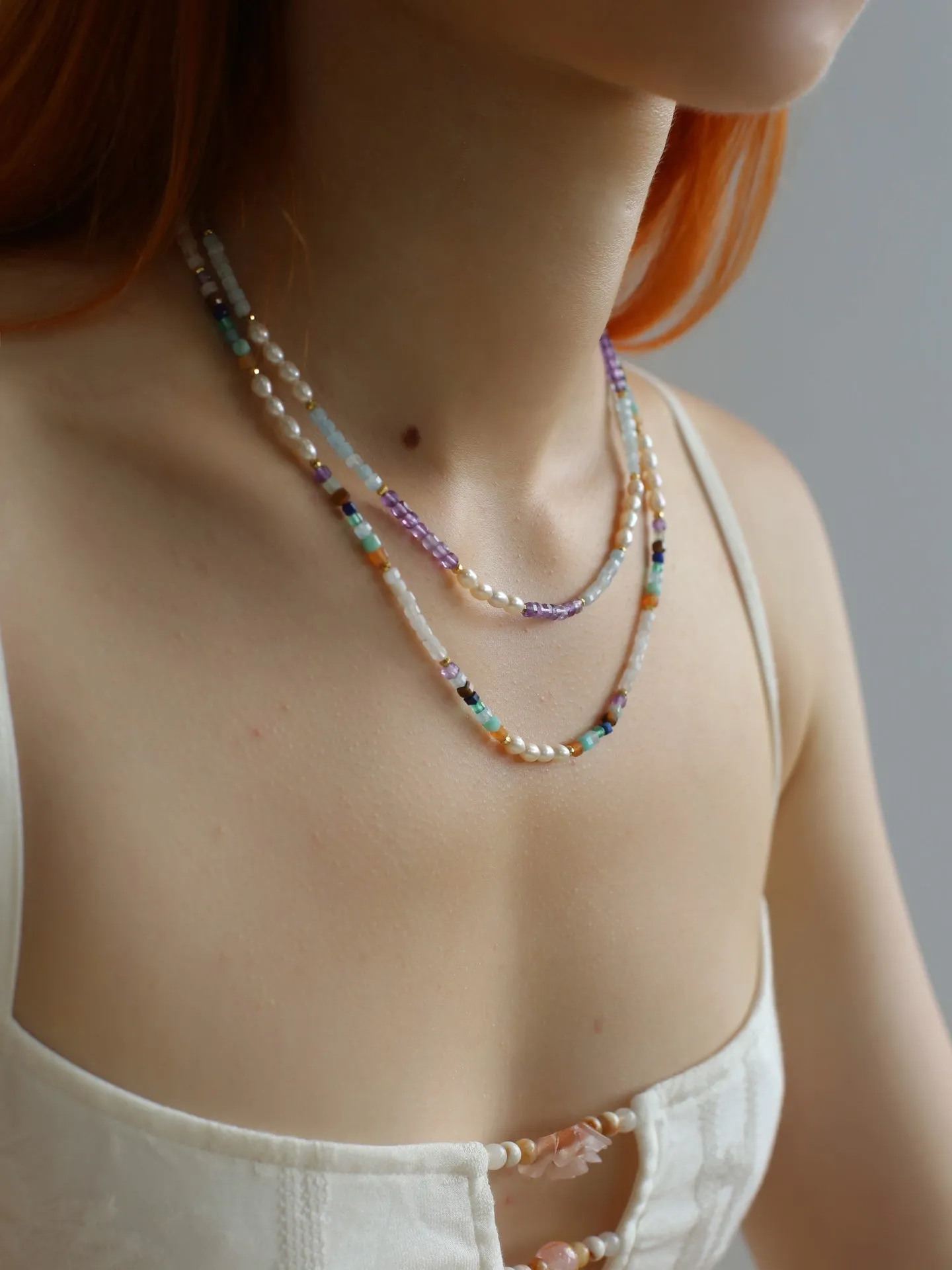 Secret Garden Colored Stone Beaded Necklace-Multi Stone