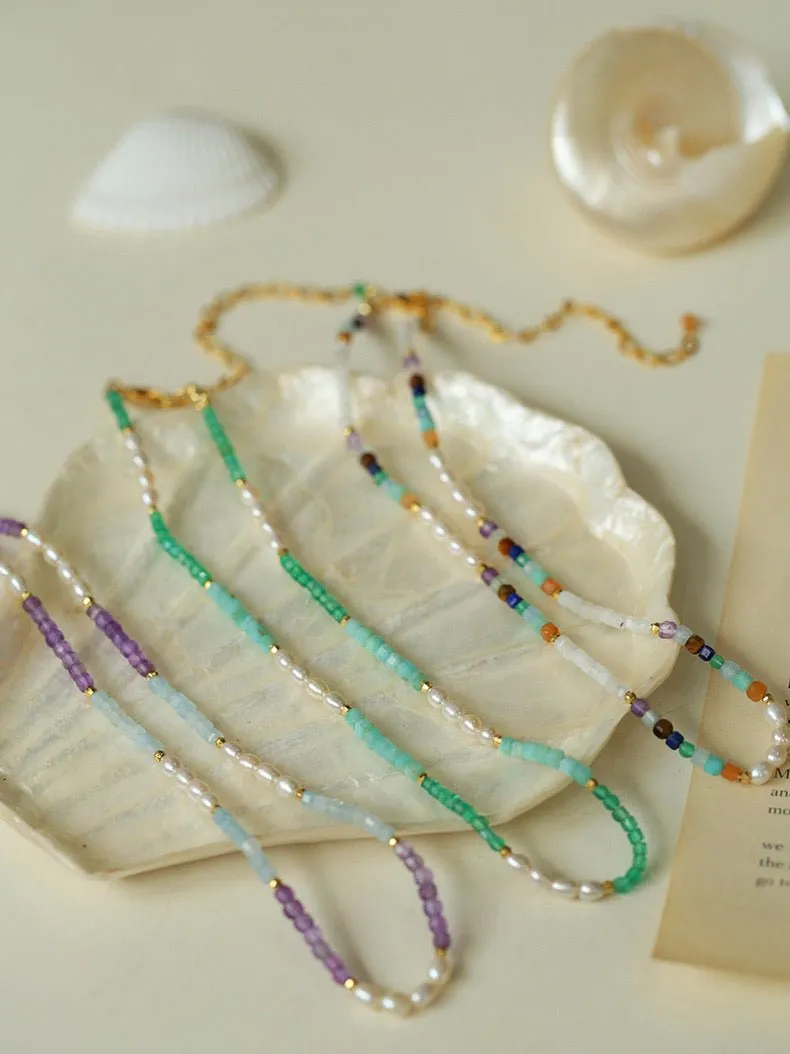 Secret Garden Colored Stone Beaded Necklace-Multi Stone