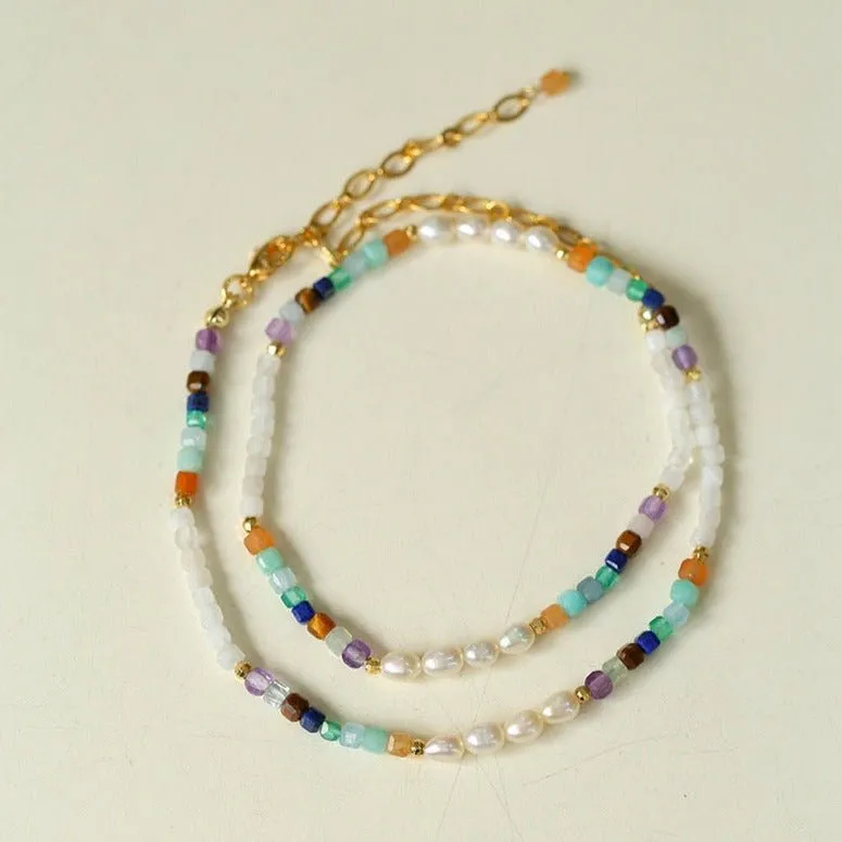 Secret Garden Colored Stone Beaded Necklace-Multi Stone