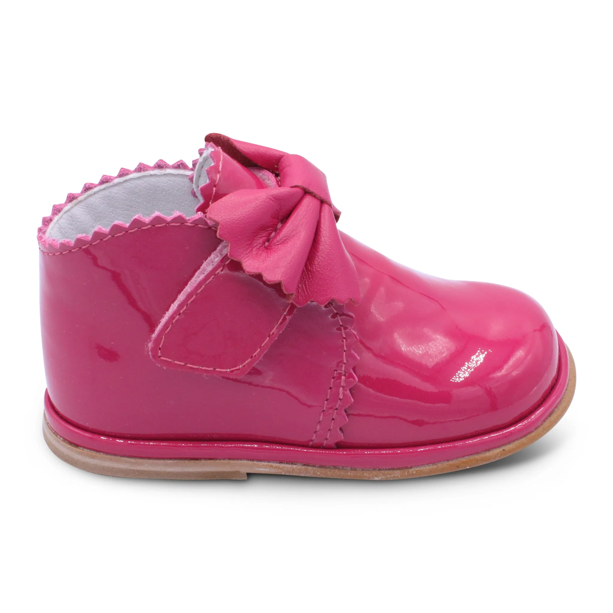 'Sharon' Girls Fuchsia Patent Velcro Boots