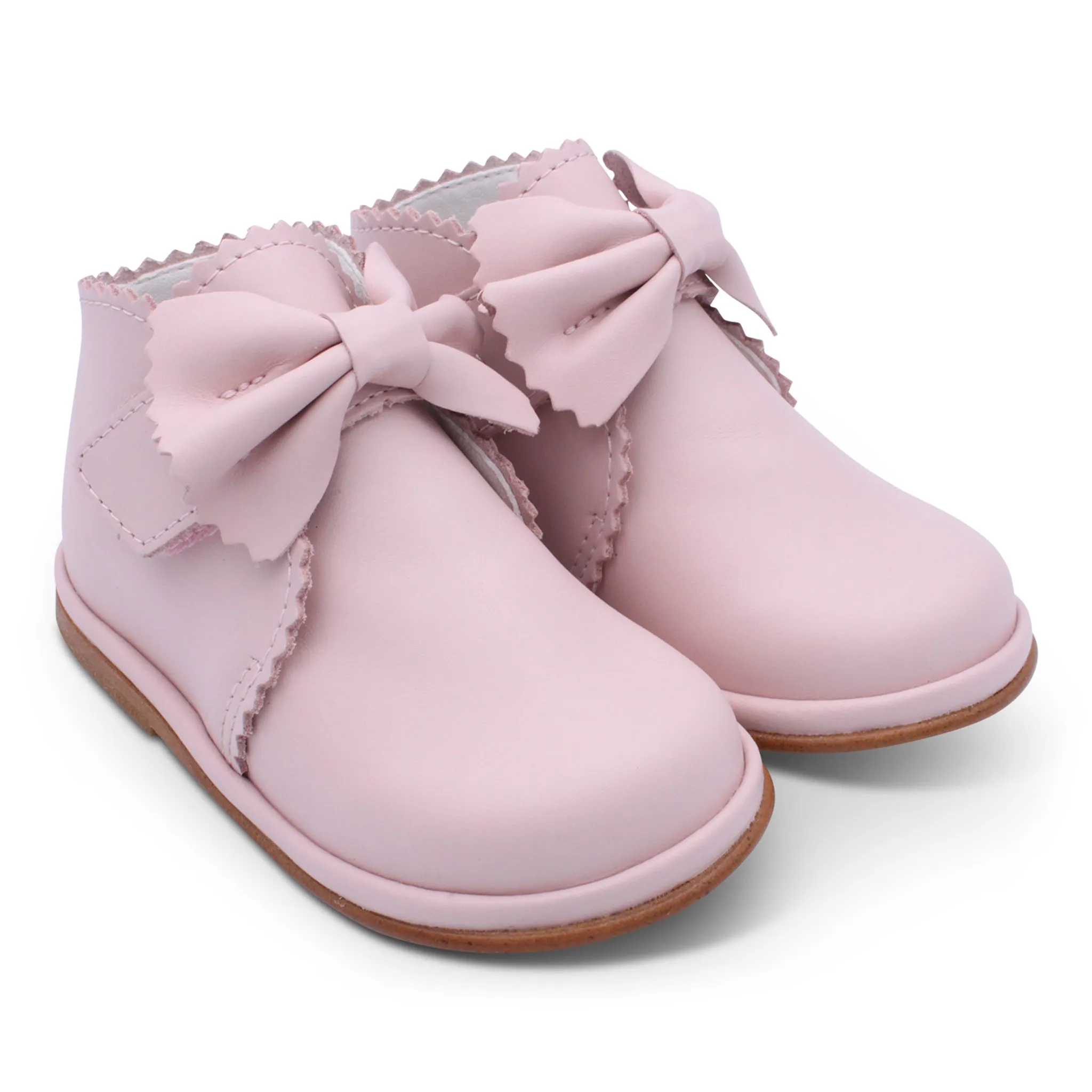 'Sharon' Girls Pale Pink Leather Velcro Boots