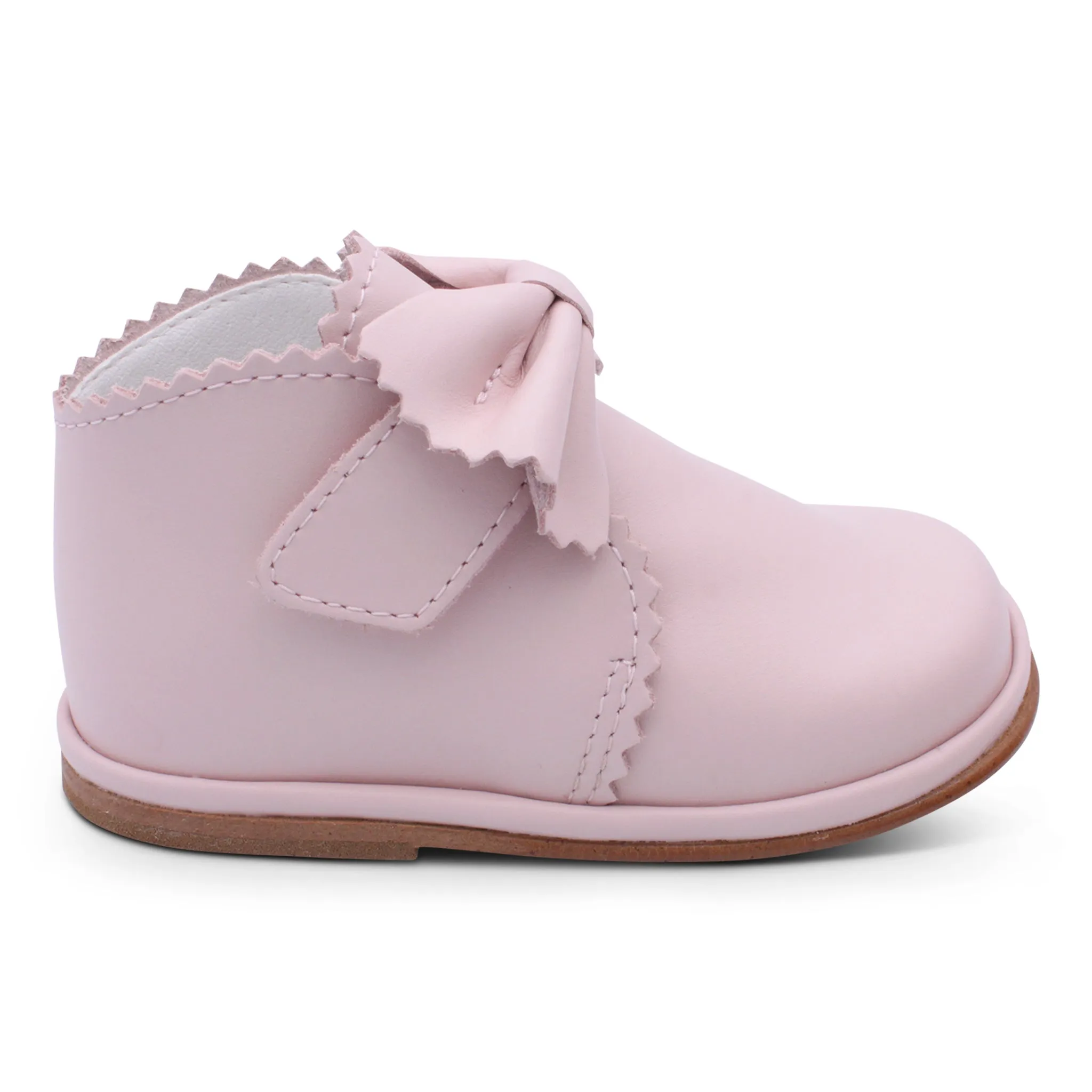 'Sharon' Girls Pale Pink Leather Velcro Boots