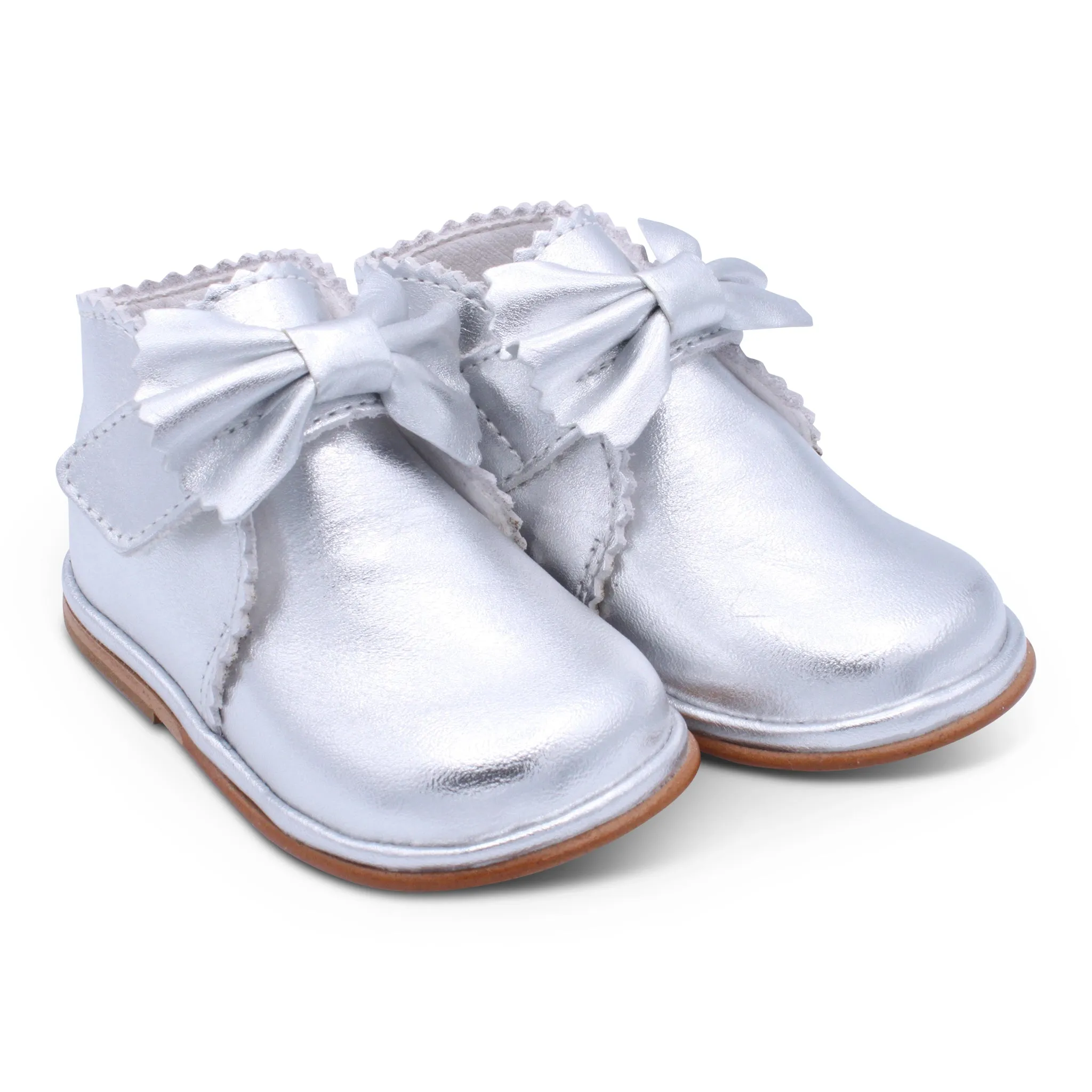 'Sharon' Girls Silver Velcro Boots