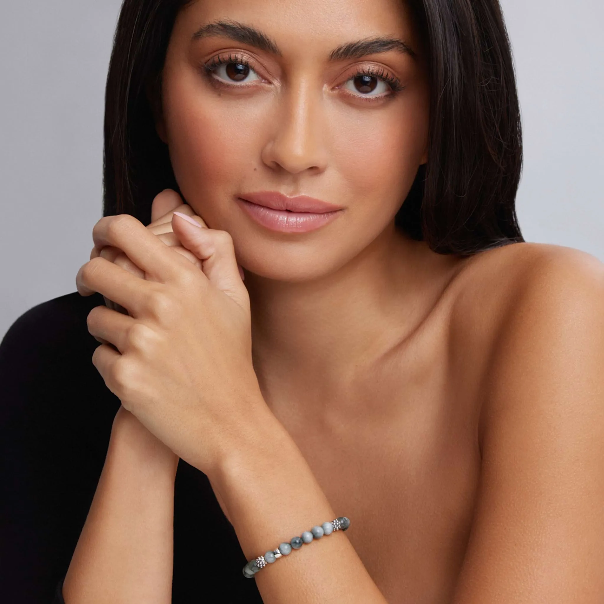 Signature Caviar Five Station Silver Eagle Eye Bead Bracelet