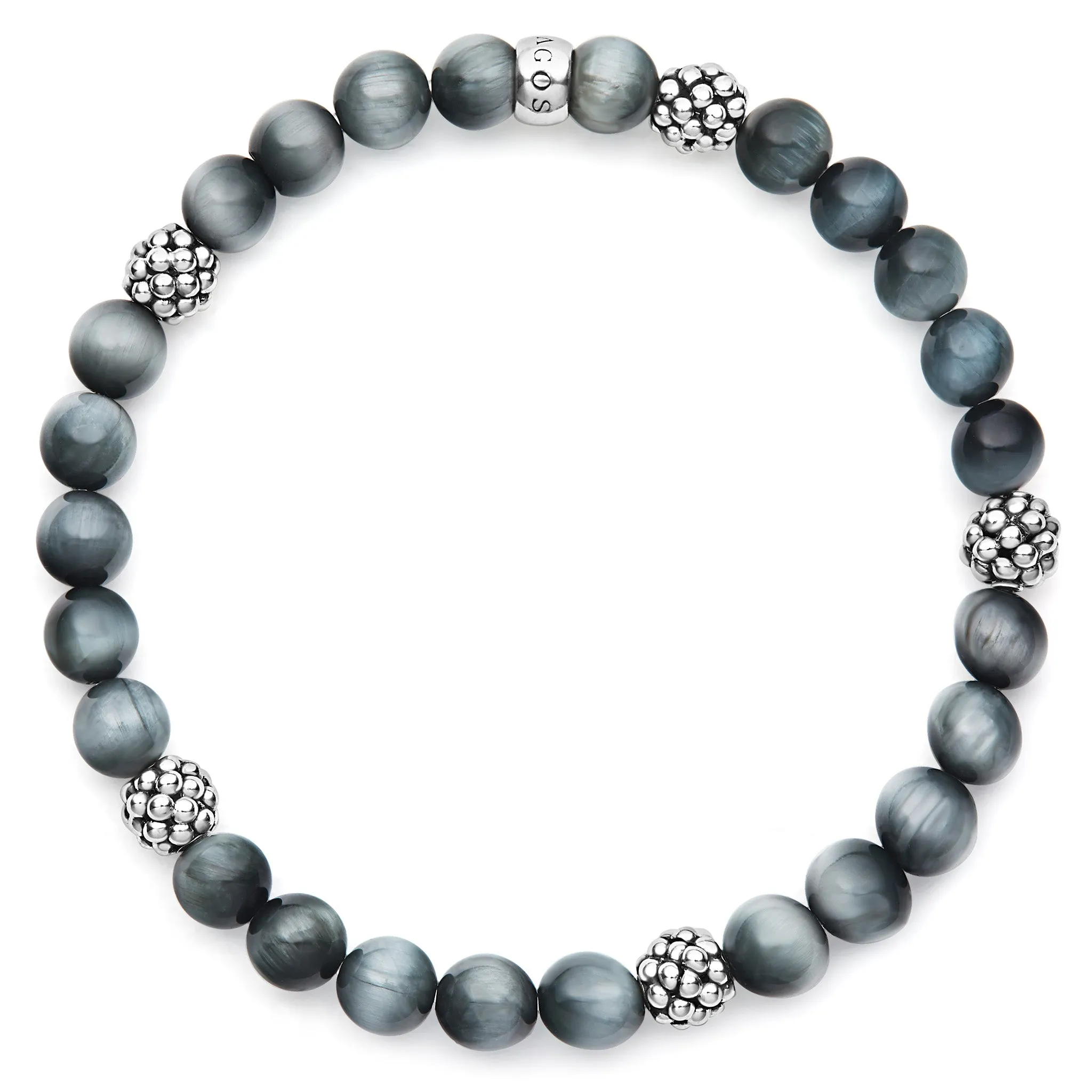 Signature Caviar Five Station Silver Eagle Eye Bead Bracelet