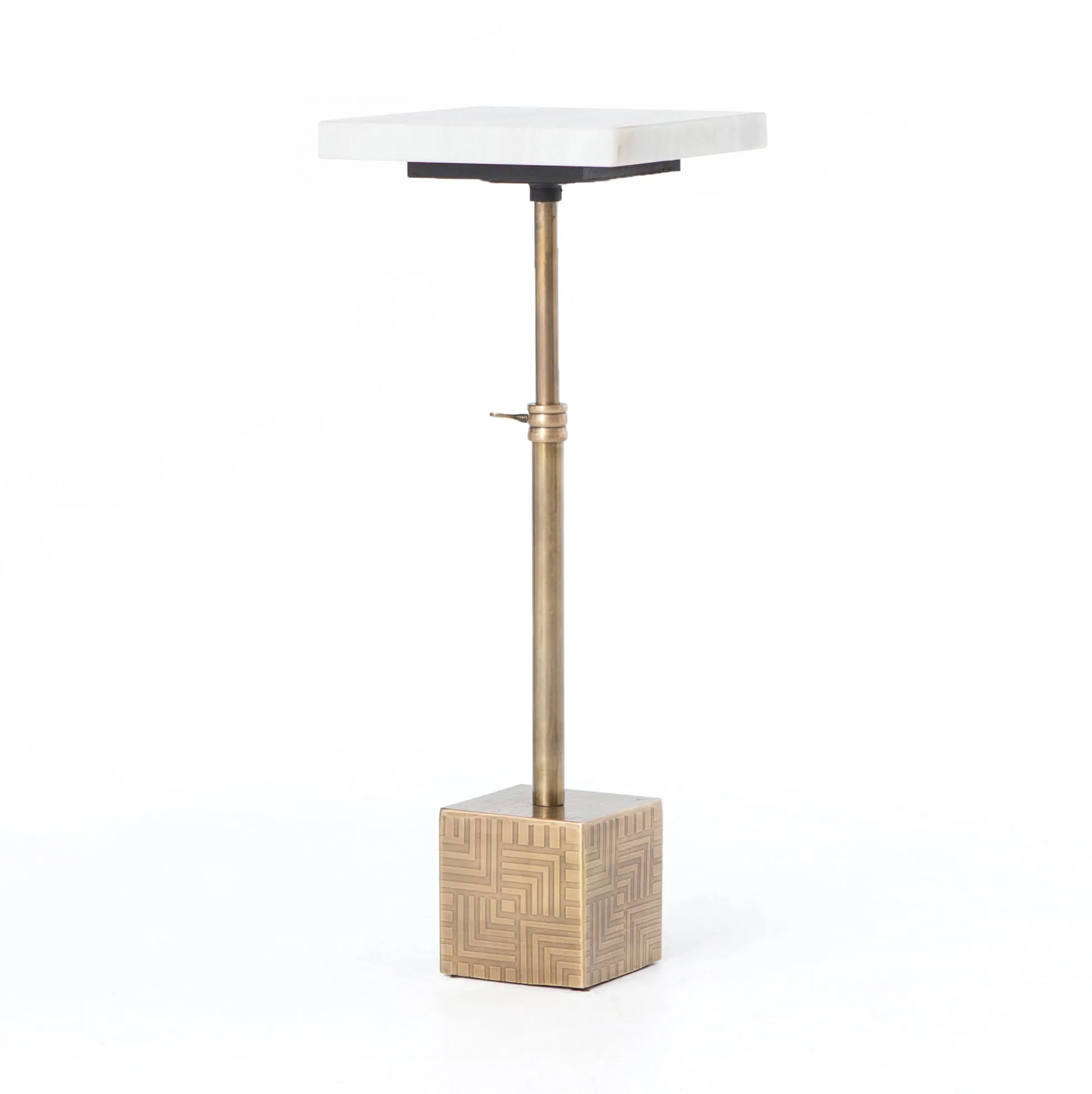 Sirius Adjustable Accent Table, Antique Brass