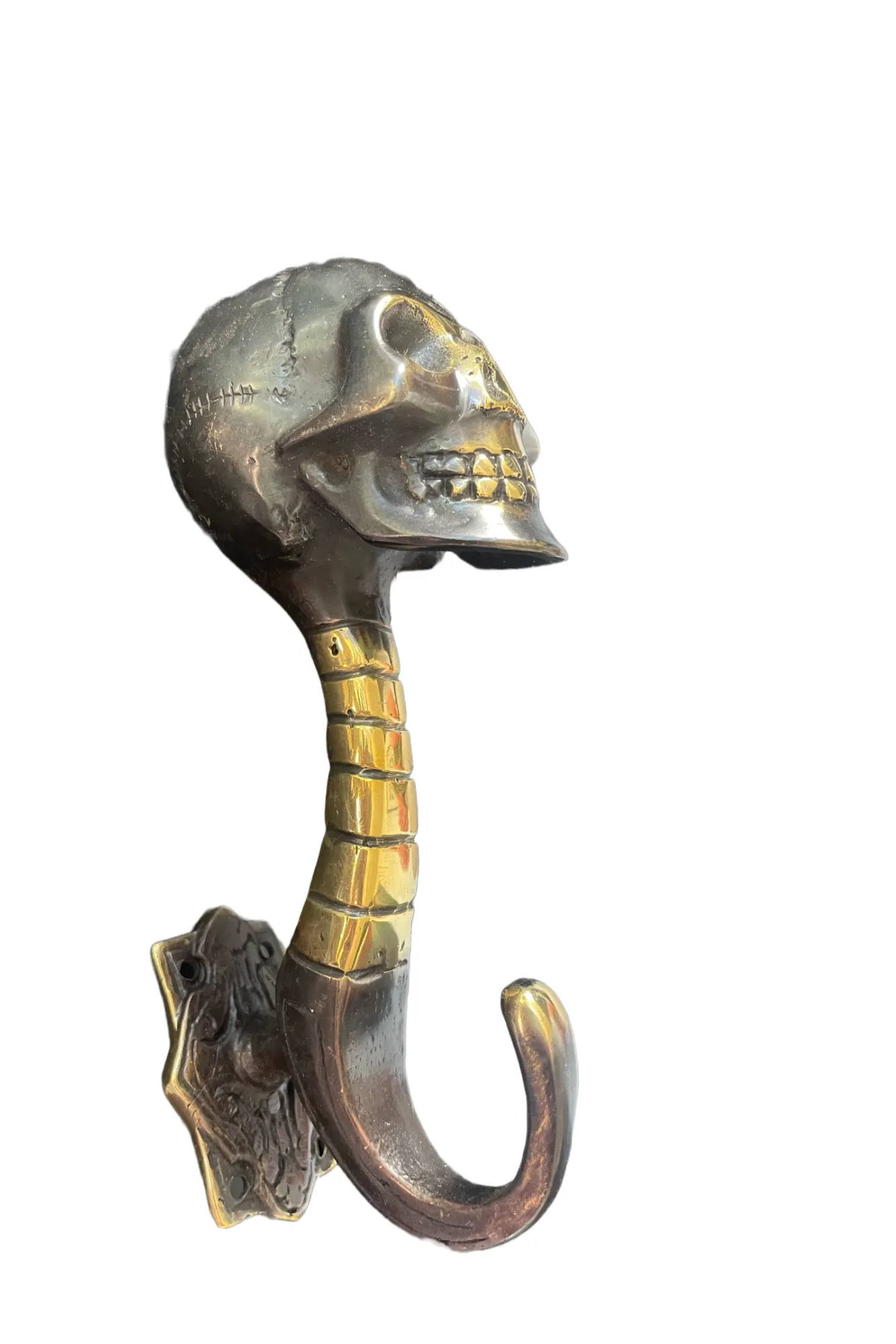 'Skull' - Antique Brass Wall Hooks
