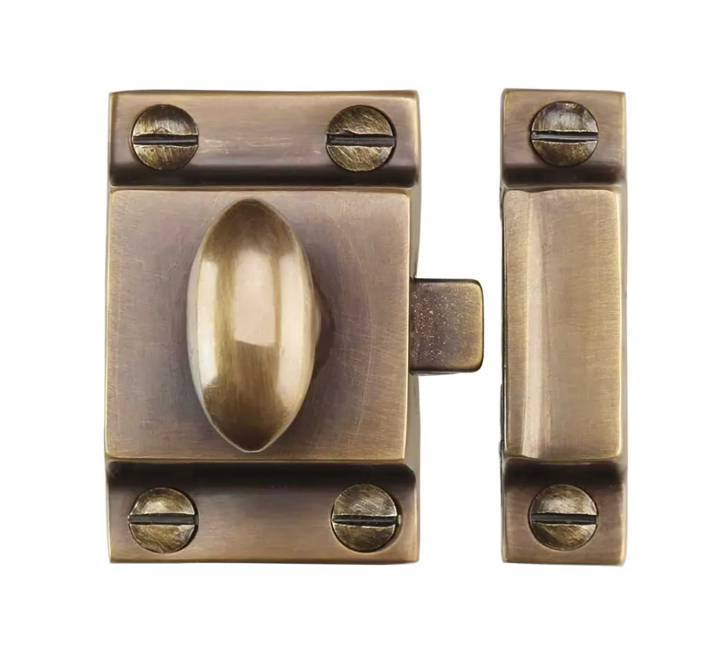 Small Cast Brass Cupboard Latch In Antique-By-Hand