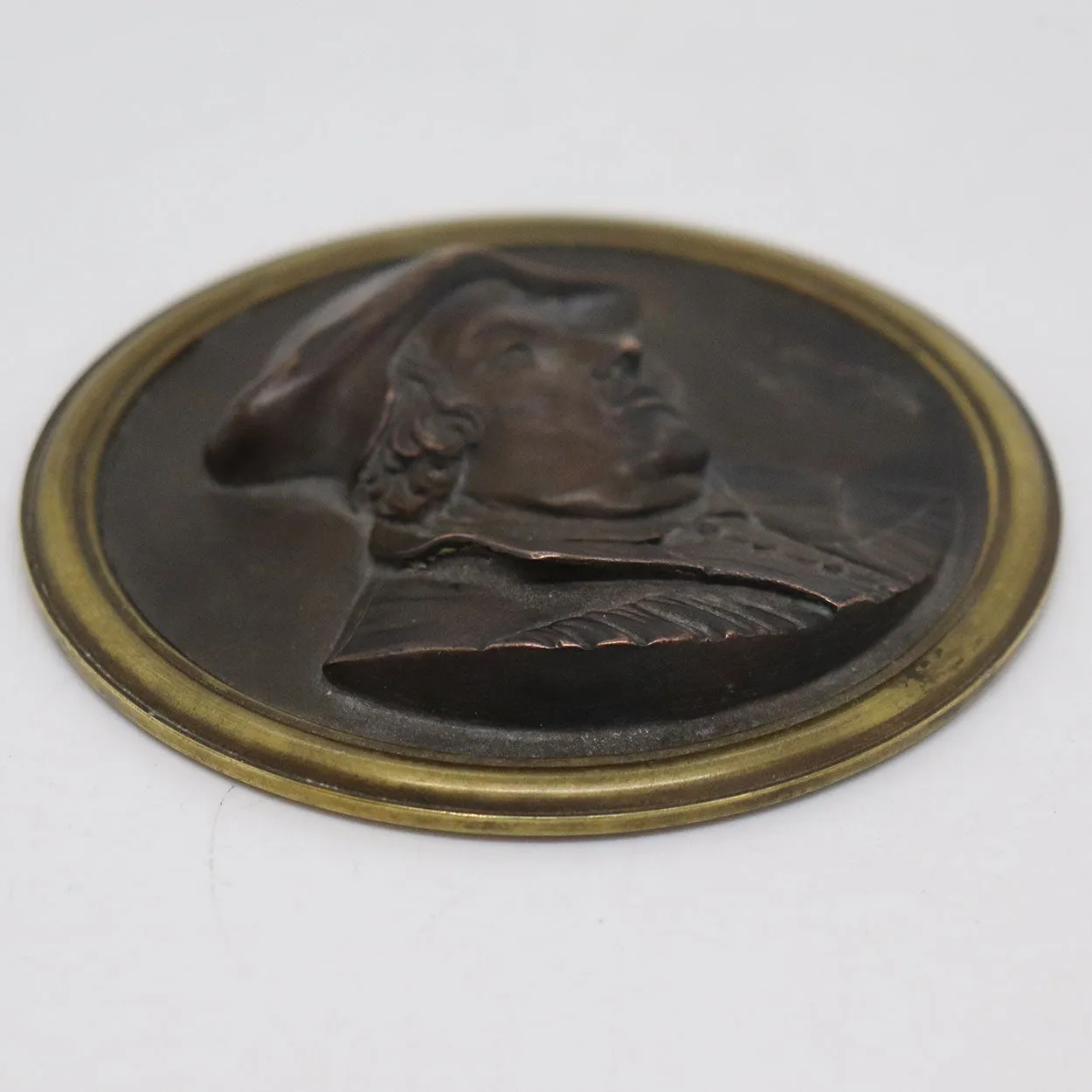 Small Cast Bronze and Brass Martin Luther Portrait Medallion Plaque