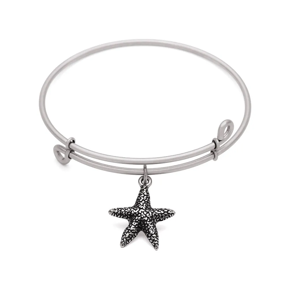 Starfish, Bangle Antique Silver Color Finish