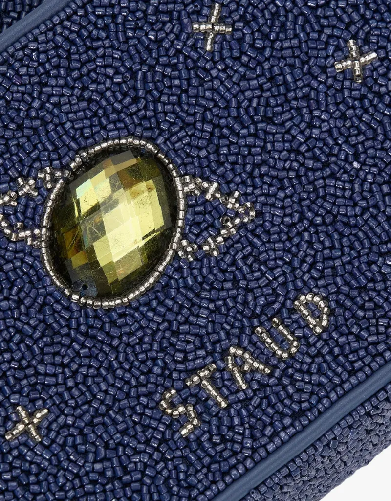 Staud Tommy Beaded Bag in Navy Celestial