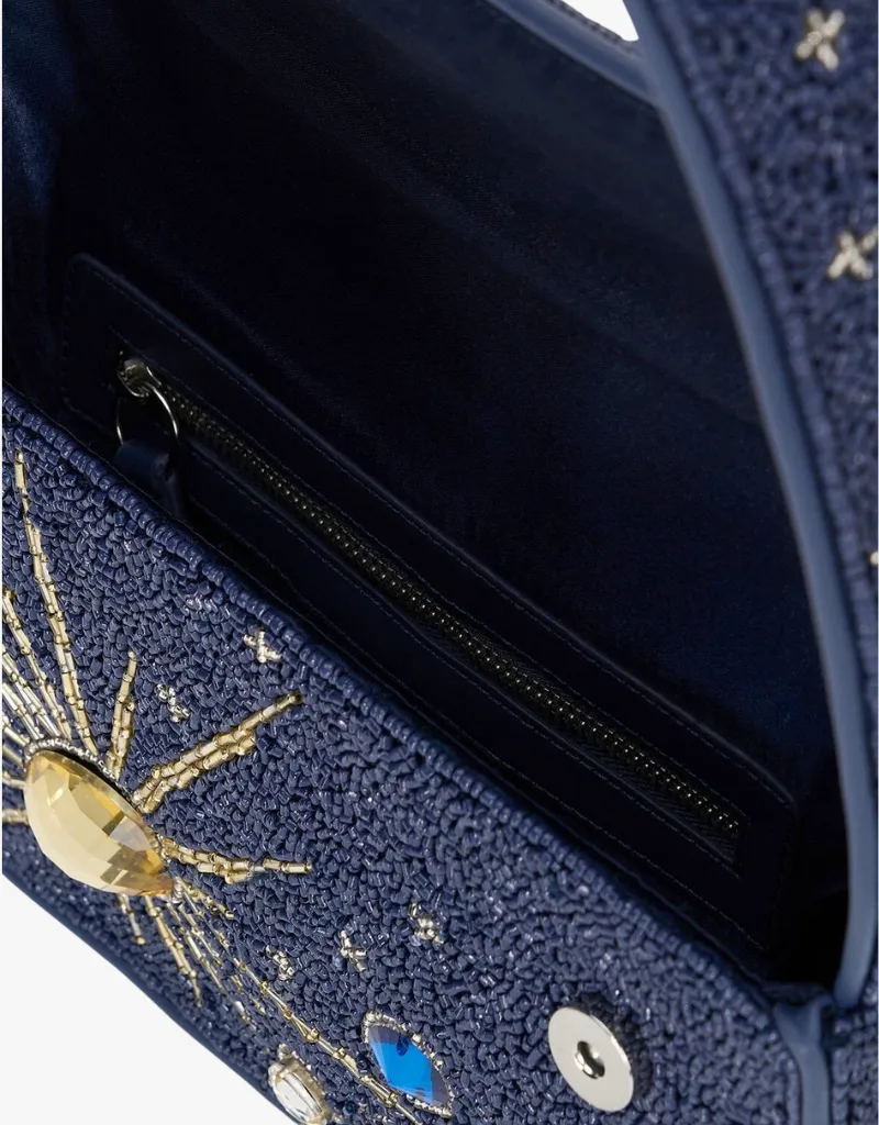 Staud Tommy Beaded Bag in Navy Celestial