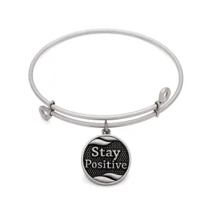 Stay Positive, Bangle Antique Silver Color Finish