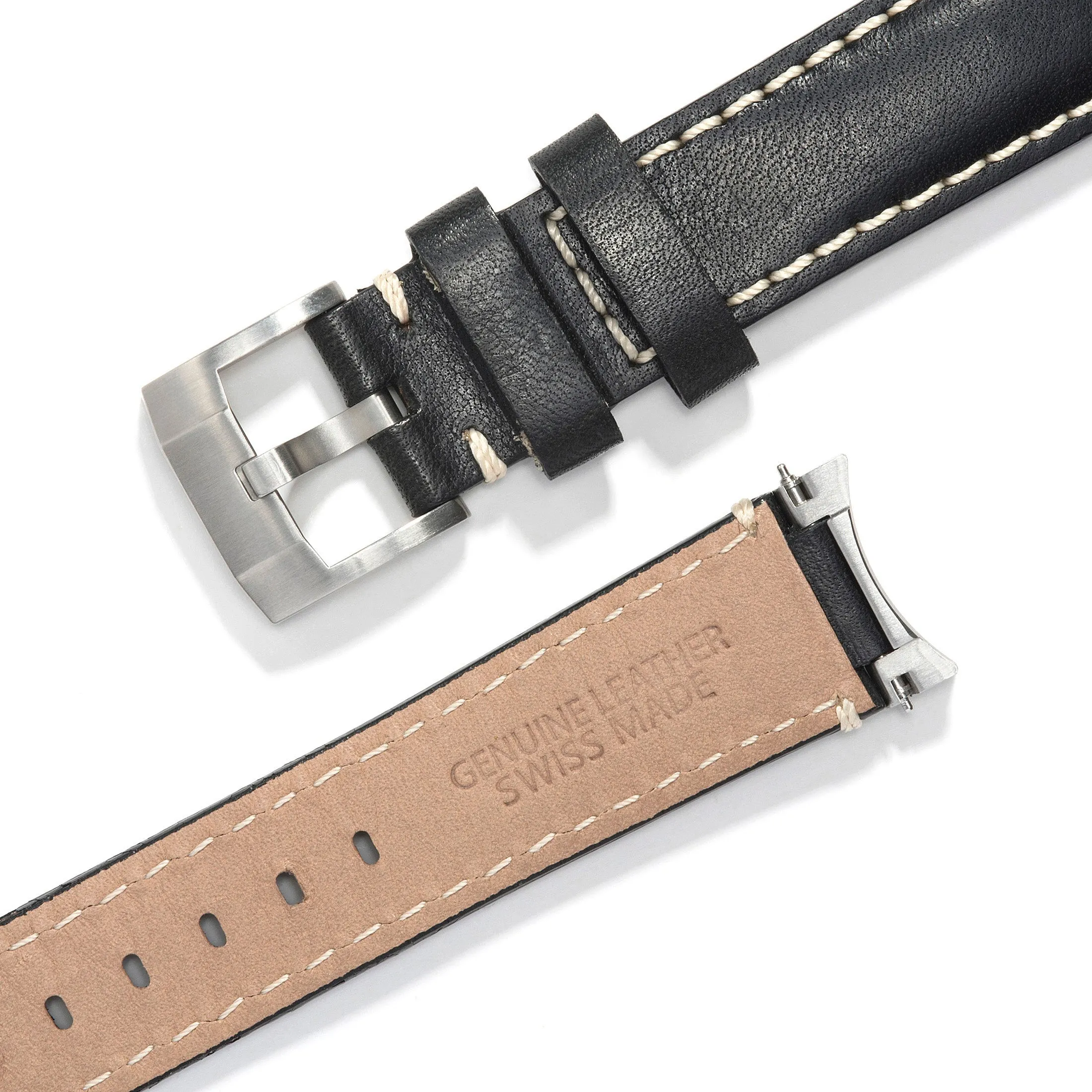 Steel End Link Leather Strap for Rolex Explorer II with Tang Buckle