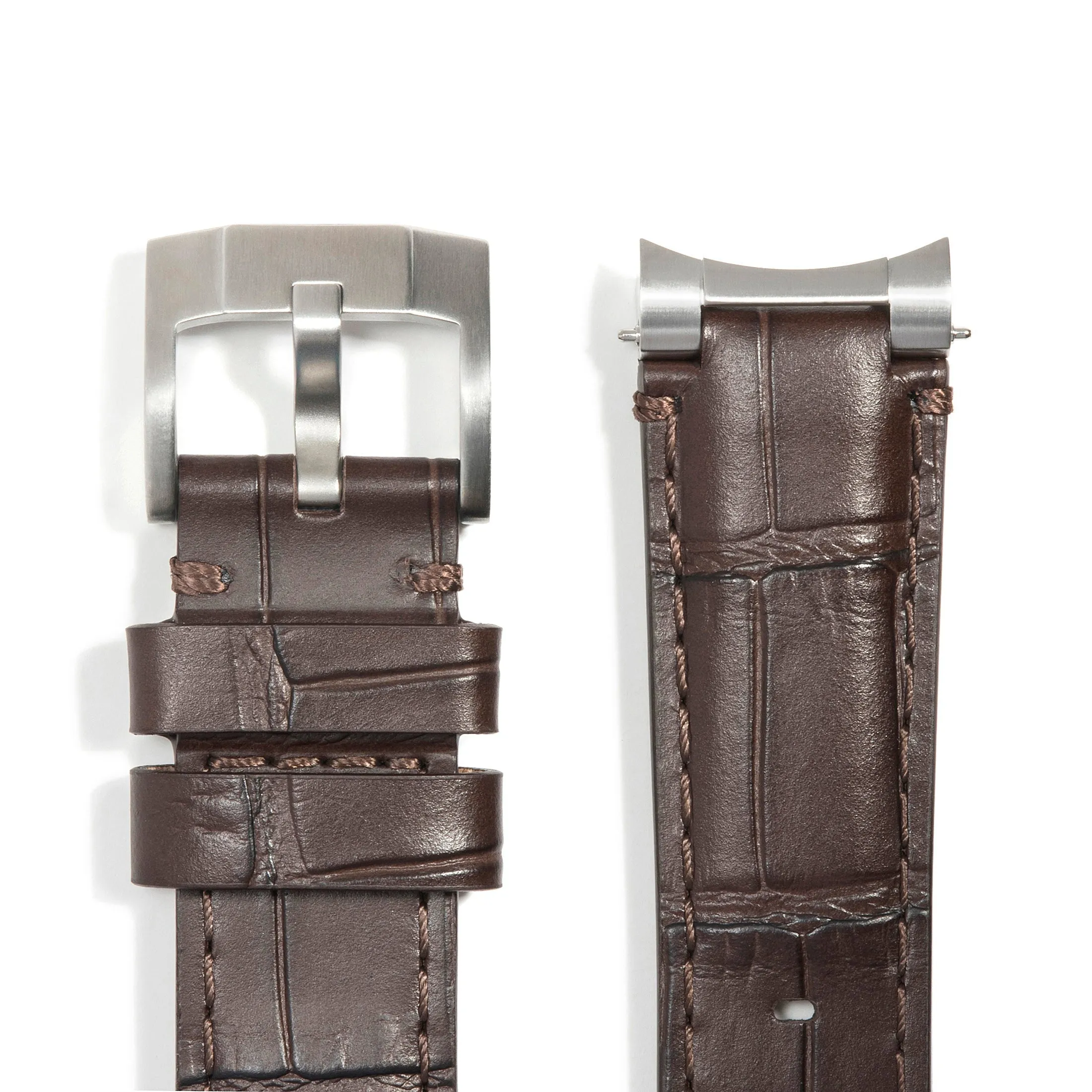 Steel End Link Leather Strap for Rolex Explorer II with Tang Buckle