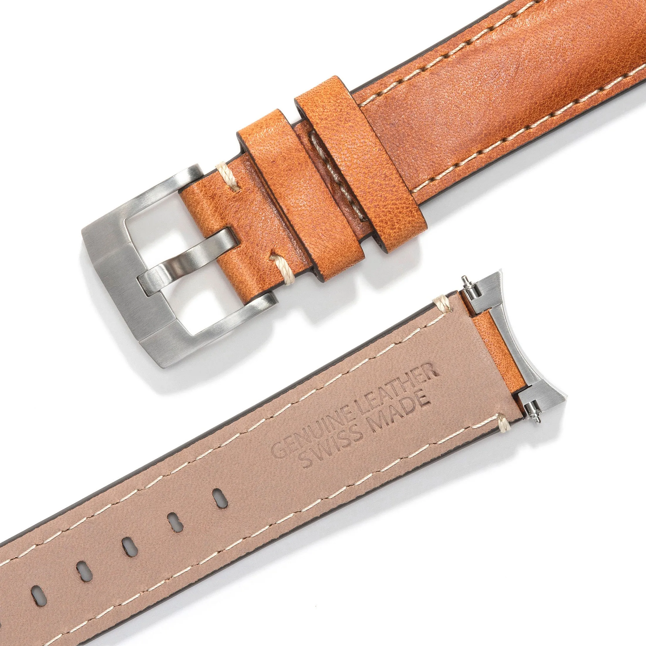Steel End Link Leather Strap for Rolex Explorer II with Tang Buckle