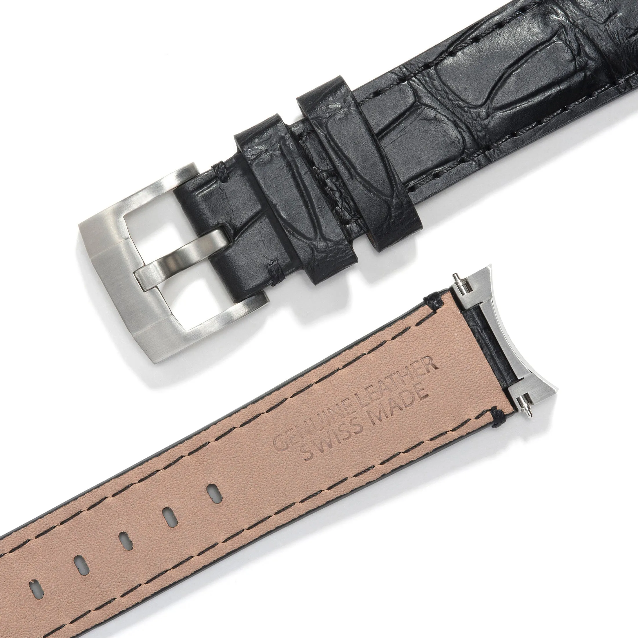 Steel End Link Leather Strap for Rolex Explorer II with Tang Buckle