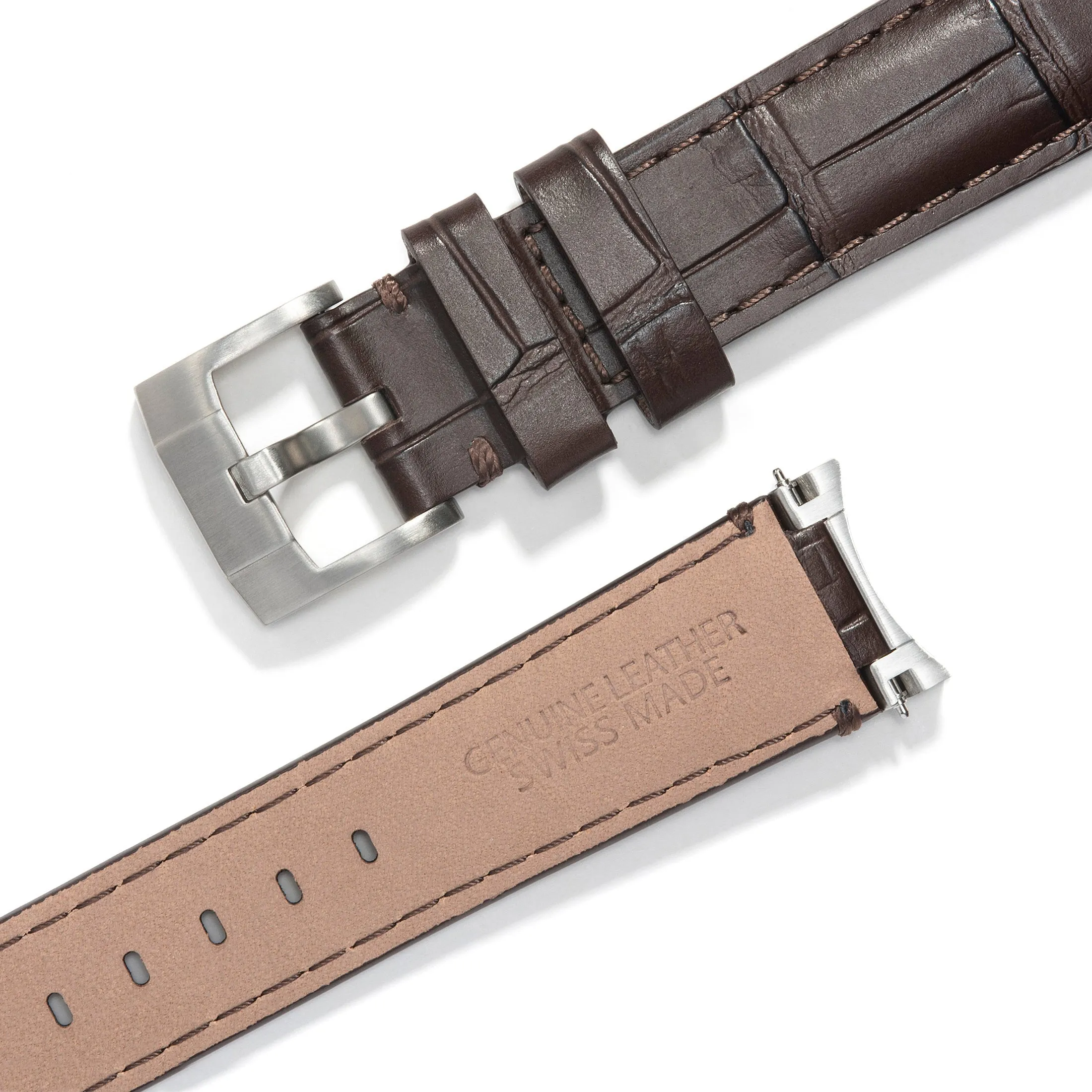Steel End Link Leather Strap for Rolex Explorer II with Tang Buckle