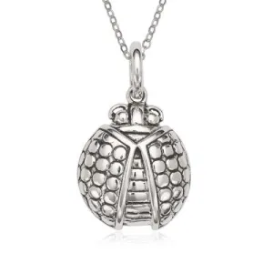 Sterling Silver Antique Finish Ladybug Necklace (91897)
