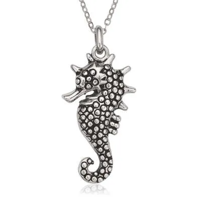 Sterling Silver Antique Finish Seahorse Necklace (91898)