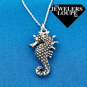 Sterling Silver Antique Finish Seahorse Necklace (91898)