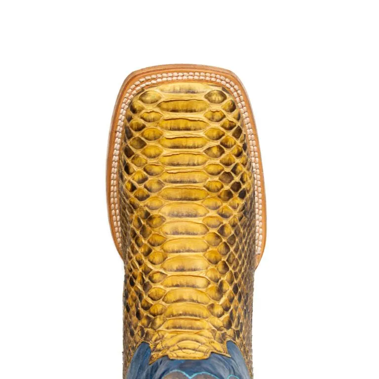 TANNER MARK MEN'S EXOTIC LEATHER Python Pull Up Antique Cowboy Boots EE