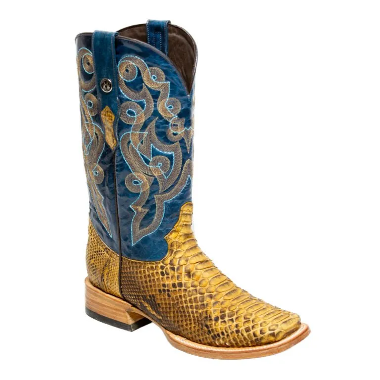 TANNER MARK MEN'S EXOTIC LEATHER Python Pull Up Antique Cowboy Boots EE