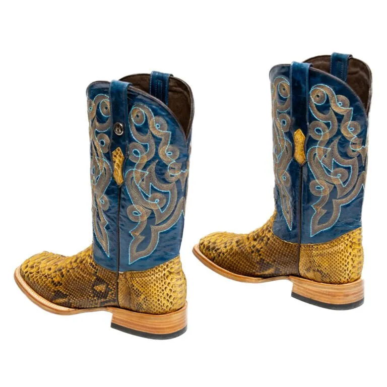 TANNER MARK MEN'S EXOTIC LEATHER Python Pull Up Antique Cowboy Boots EE